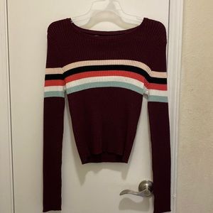 Burgundy long sleeve sweater blouse